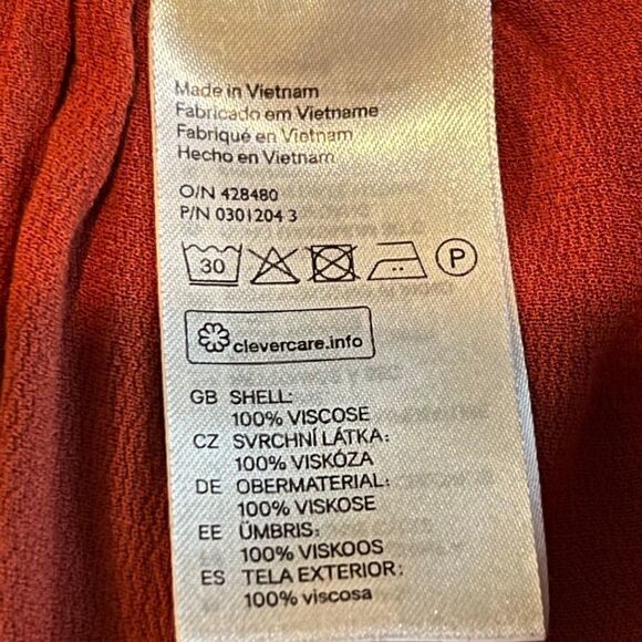 H&M Women's 2 orange rust with black elastic waist pull on skirt w uneven hem - Picture 8 of 11